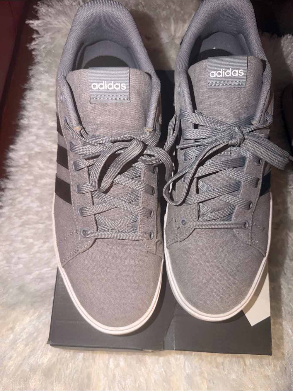 adidas Daily 4.0 Men’s Gray Canvas Skate Sneakers with Black Stripes